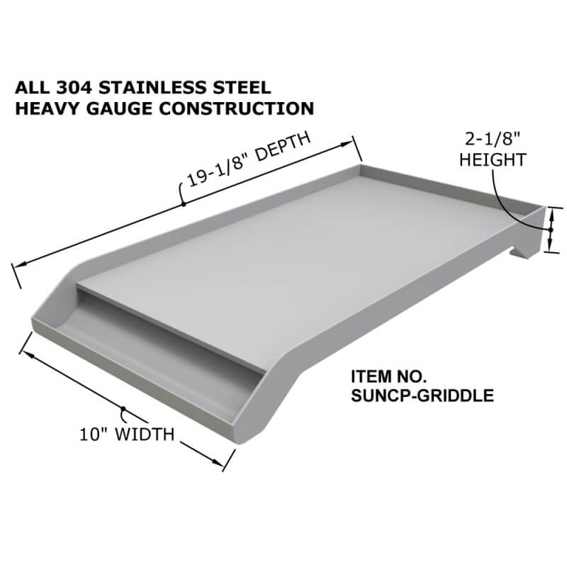 Sunstone Solid Steel Powder Coated Griddle | Dimensions