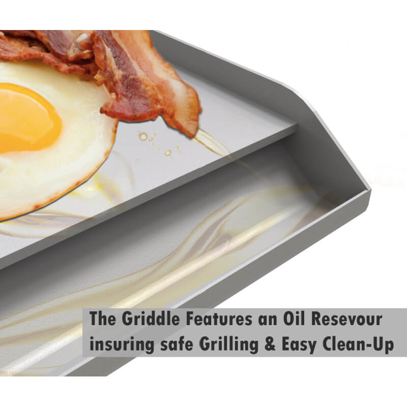 Sunstone Solid Steel Powder Coated Griddle | Easy Clean Grease Tray