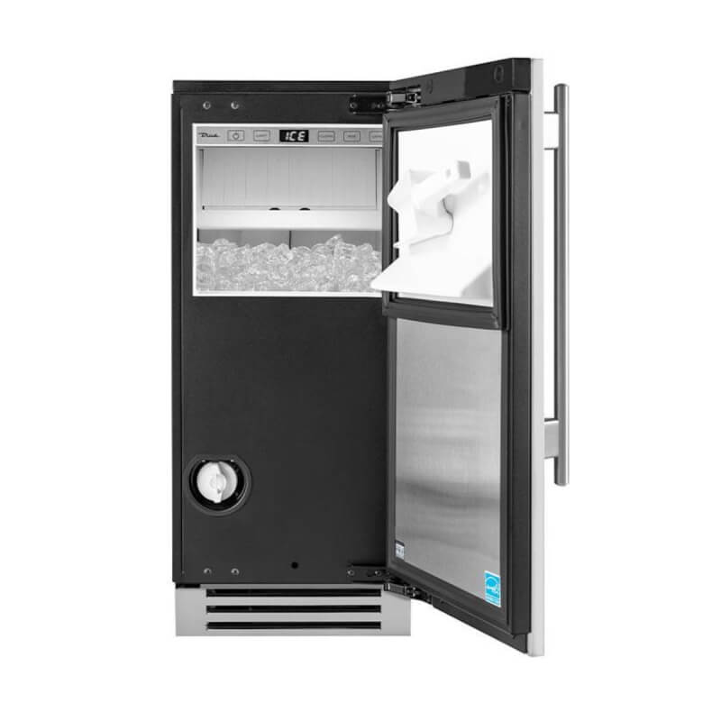 True 15-Inch 85 Lb. Outdoor Ice Maker – Stainless Steel | Open Door