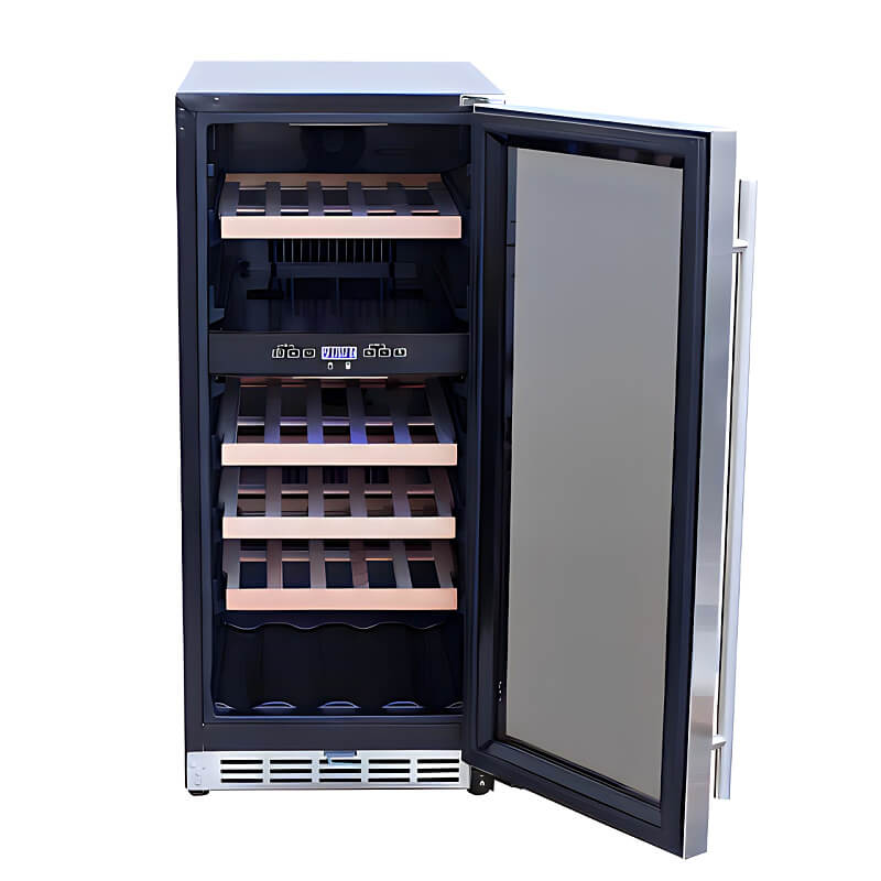 TrueFlame 15 Inch 3.2 Cu. Ft. Outdoor Dual Zone Wine Cooler | With Beech Shelves for Wine Storage