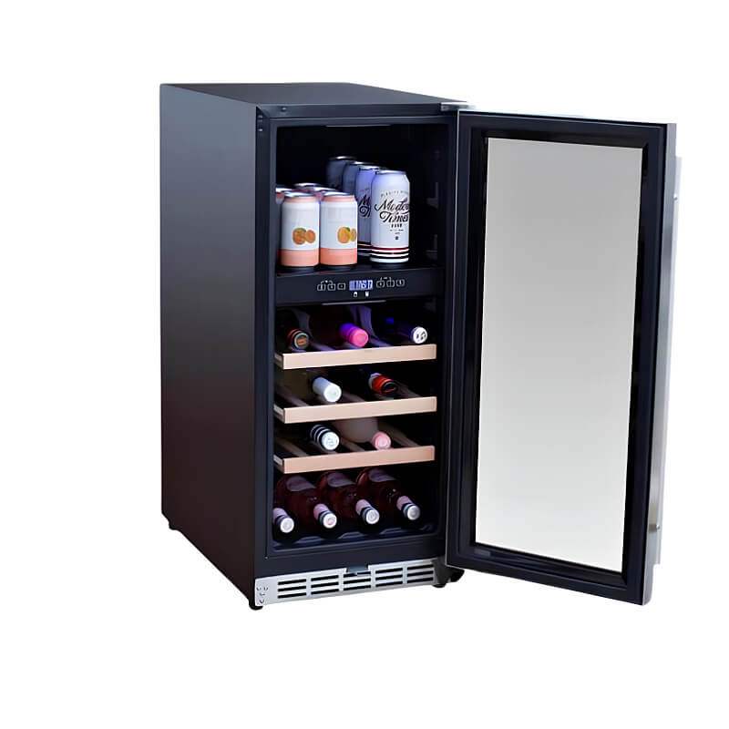 TrueFlame 15 Inch 3.2 Cu. Ft. Outdoor Dual Zone Wine Cooler | Dual Temperature Zone Storage