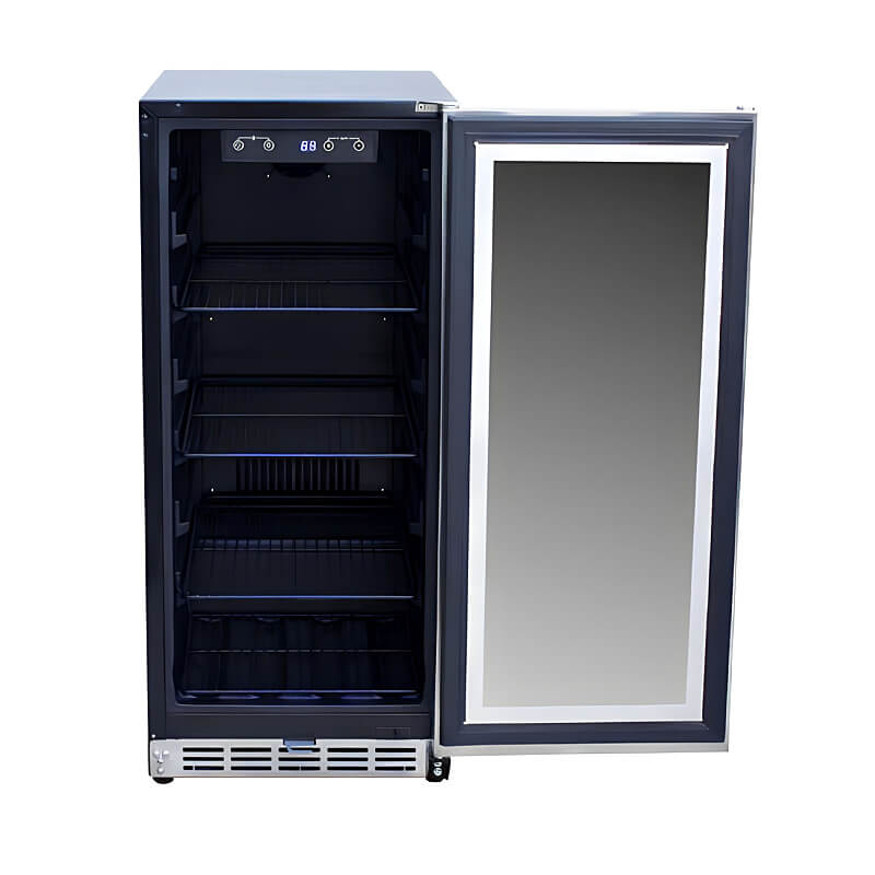 TrueFlame 15 Inch 3.2 Cu. Ft. Outdoor Refrigerator With Glass Door | Wire Rack Shelves