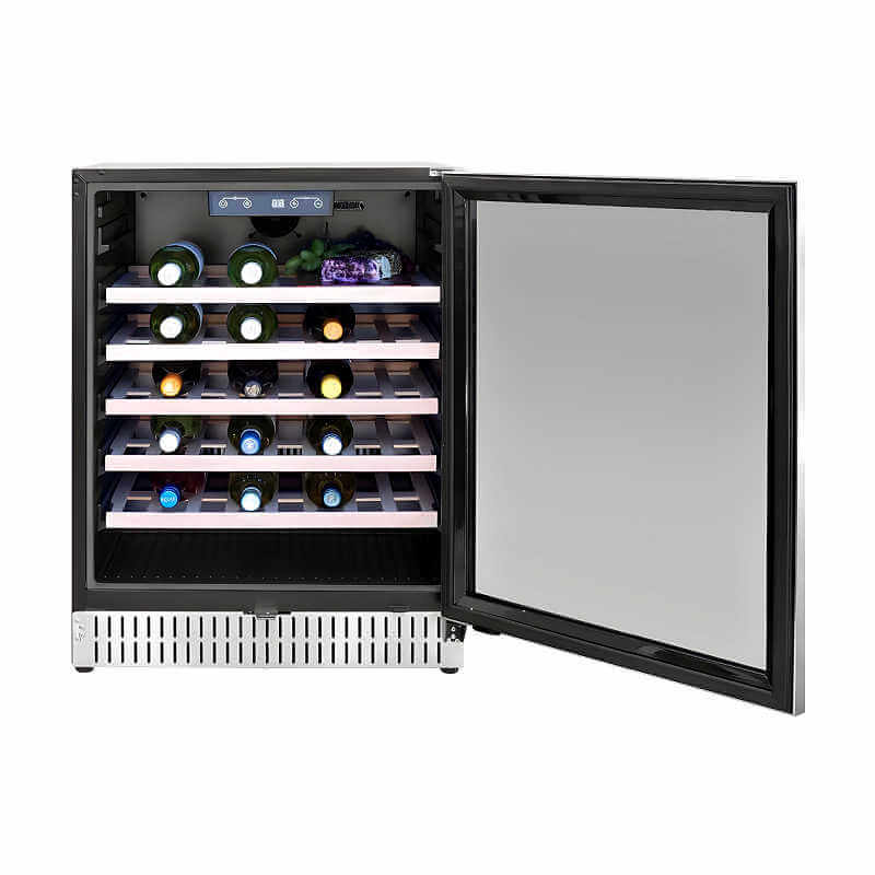 TrueFlame 24 Inch 5.3 Cu. Ft. Outdoor Single Zone Wine Cooler | Glass Door