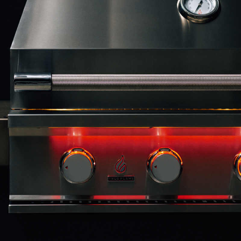 TrueFlame 25 Inch 3 Burner Built-In Gas Grill | Indicating Red Lights 