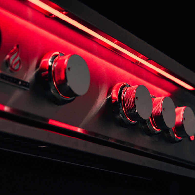 TrueFlame 25 Inch 3 Burner Built-In Gas Grill | Red LED Control Panel Close Up