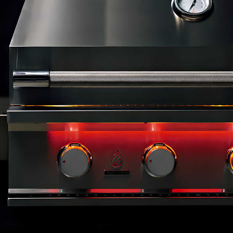 TrueFlame 40 Inch 5 Burner Built-In Gas Grill | TrueFlame Logo with Red LED Lights