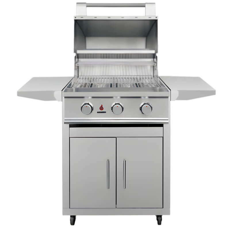 TrueFlame E Series 25 Inch Freestanding Gas Grill | Grill Hood Opened