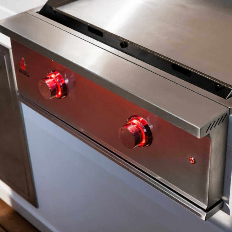 Trueflame 30 Inch Built-In Gas Griddle | Burner State Lights