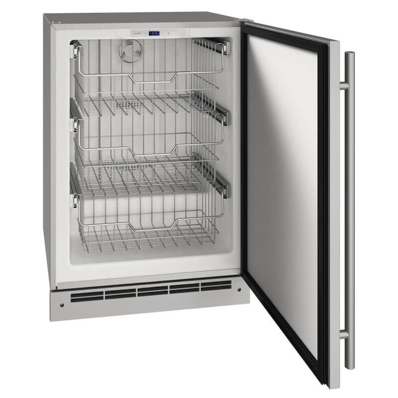U-Line 24-Inch 4.9 Cu. Ft. Outdoor Convertible Freezer | Shown With Wire Drawer Bins