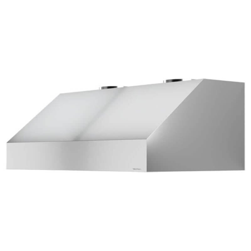 Vent A Hood 48 Inch 1200 CFM Stainless Steel Professional Wall Mount Range Hood w/ Blower Transition Angled Left White Background