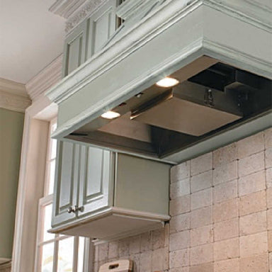 Vent-A-Hood KH40SLD Power Lung V-Line Wall Mount Liner Insert Installed in Outdoor Kitchen
