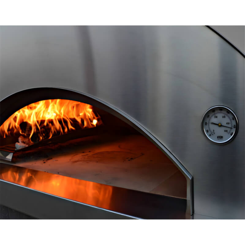 Vesuvio Piccolo Wood Fired Countertop Pizza Oven | Close Up with Thermometer Gauge