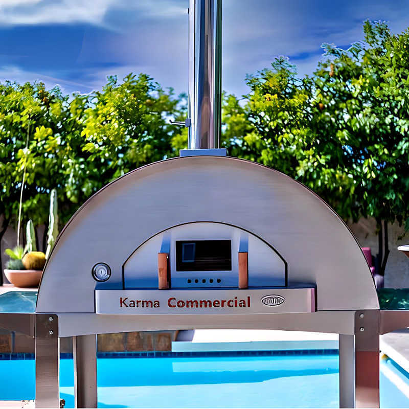 WPPO 55" Karma Wood Fired Pizza Oven w/ Cart | Stainless Steel Construction