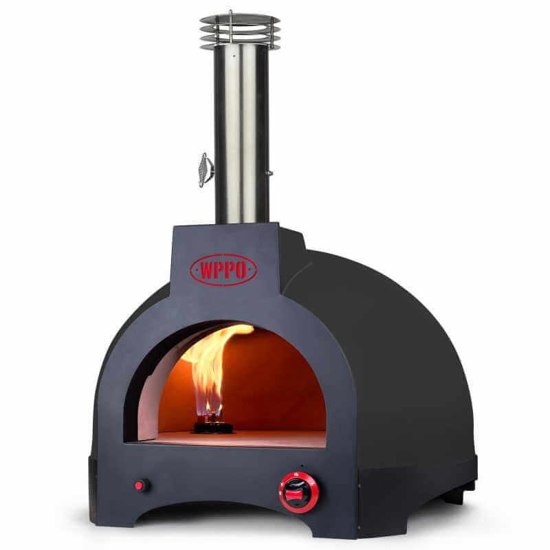 WPPO Infinity 50-Inch Wood/Gas Hybrid Pizza Oven | In Black With Gas Burner