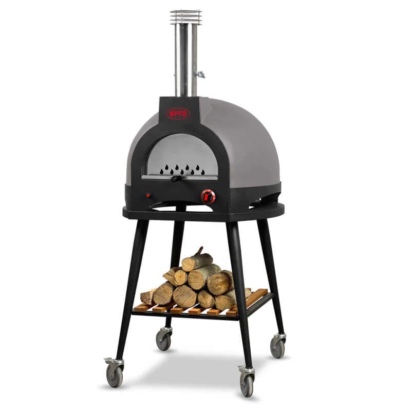 WPPO Infinity 50-Inch Wood/Gas Hybrid Pizza Oven w/ Cart | Nardo Gray