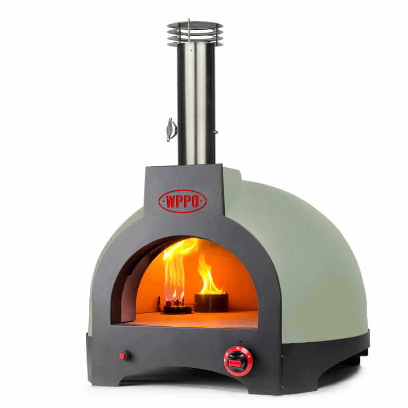 WPPO Infinity 50-Inch Wood/Gas Hybrid Pizza Oven | Olive Green With Gas Burner