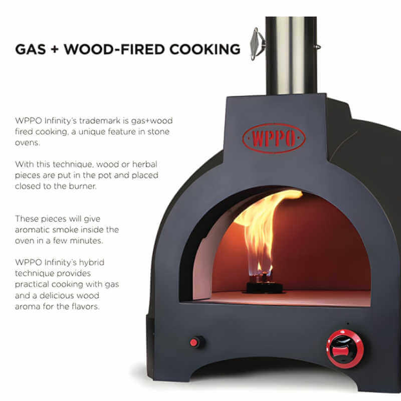 WPPO Infinity 50-Inch Wood/Gas Hybrid Pizza Oven w/ Cart | Hybrid Oven