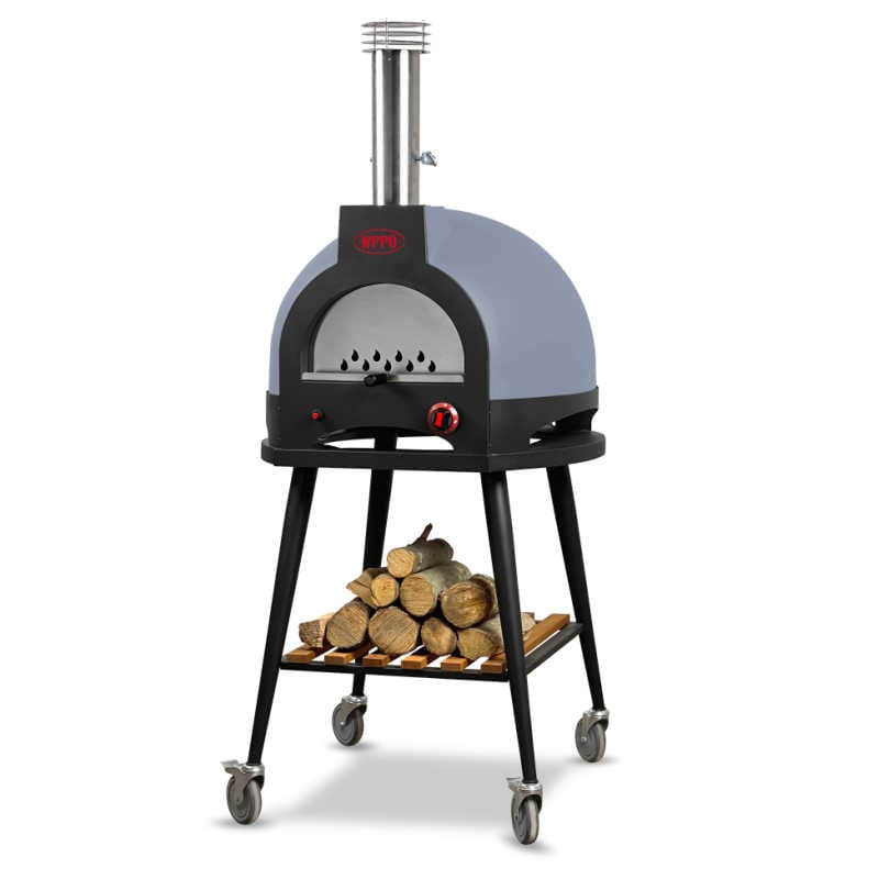 WPPO Infinity 50-Inch Wood/Gas Hybrid Pizza Oven w/ Cart | Marine Blue