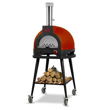 WPPO Infinity 50-Inch Wood/Gas Hybrid Pizza Oven w/ Cart | Ruby Red