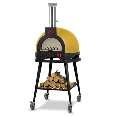 WPPO Infinity 50-Inch Wood/Gas Hybrid Pizza Oven w/ Cart | Faro Yellow