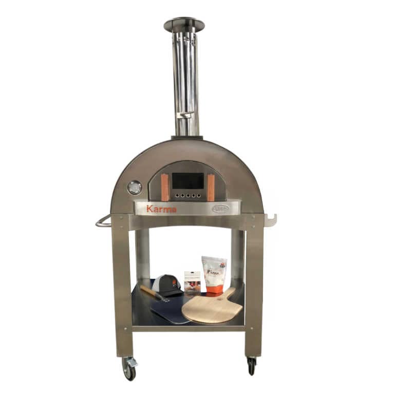 WPPO Karma 32 Inch Wood Fired Pizza Oven w. Cart | Storage Shelf