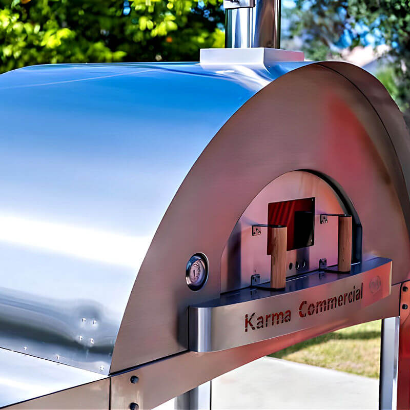 WPPO Karma 55 Inch Commercial Stainless Steel Wood Fired Pizza Oven | Analog Temperature Gauge