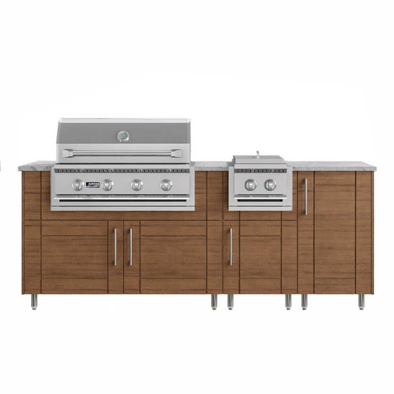 WeatherStrong 86" Sandbar Outdoor Kitchen Island with Jupiter 32-Inch Grill
