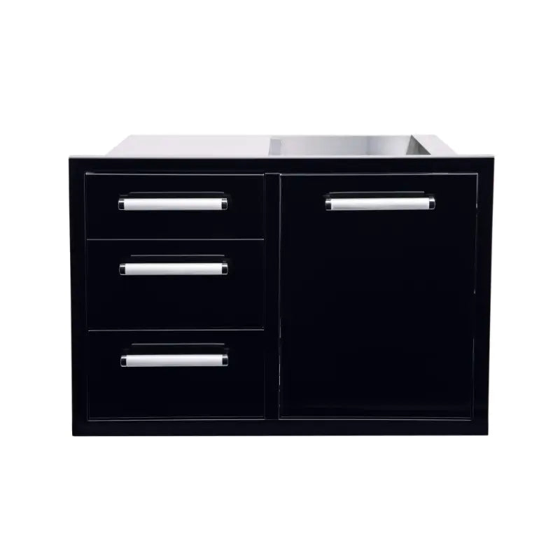 Whistler Black Triple Drawer & Trash Can Combo | Bar Handles