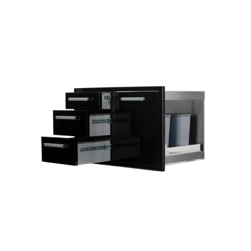 Whistler Black Triple Drawer & Trash Can Combo | Soft Closing Drawers