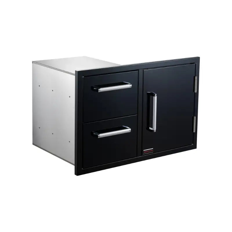 Whistler Black 33-Inch Door & Drawer Combo | Stainless Steel Handles