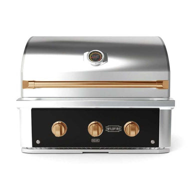 Wildfire Ranch Pro 30 Inch Black 304 Stainless Steel Built In Gas Grill -  Brushed Bronze Accents