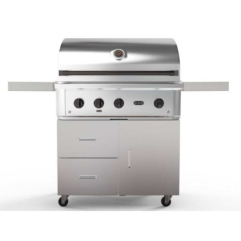 Wildfire Ranch Pro 36 Inch 304 Stainless Steel Freestanding Gas Grill - Chrome Black Accents