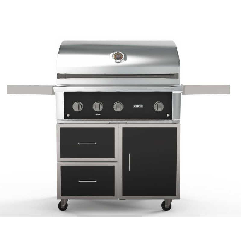 Wildfire Ranch Pro 36 Inch Black 304 Stainless Steel Freestanding Gas Grill - Chrome Black Accents