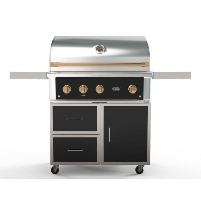 Wildfire Ranch Pro 36 Inch Black 304 Stainless Steel Freestanding Gas Grill - Brushed Bronze Accents