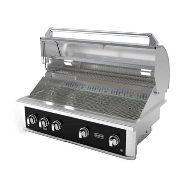 Wildfire Ranch Pro 42 Inch Black 304 Stainless Steel Built In Gas Grill | Hood Opened