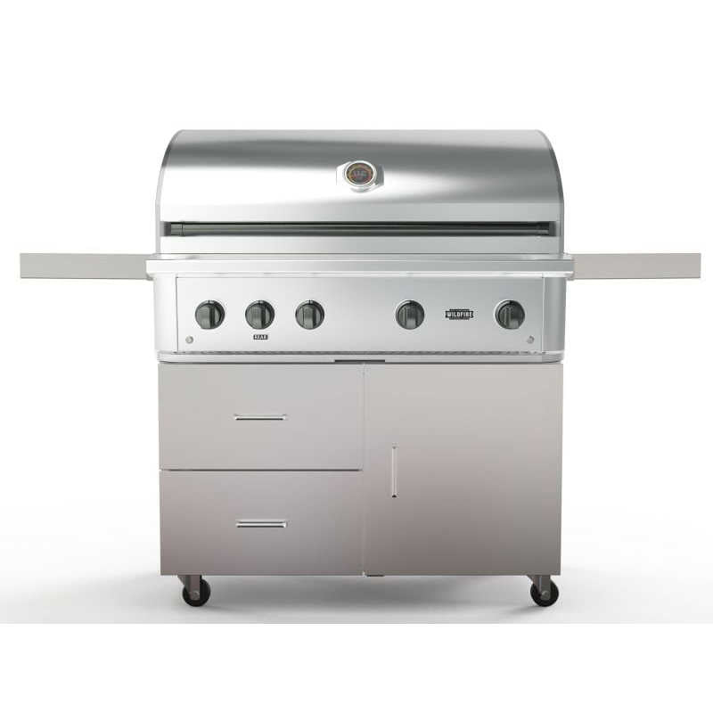 Wildfire Ranch Pro 42 Inch 304 Stainless Steel Freestanding Gas Grill - Chrome Black Accents