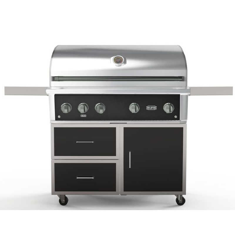 Wildfire Ranch Pro 42 Inch Black 304 Stainless Steel Freestanding Gas Grill - Chrome Black Accents