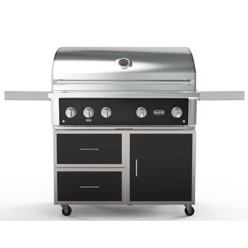 Wildfire Ranch Pro 42 Inch Black 304 Stainless Steel Freestanding Gas Grill - Brushed Stainless Steel Accents