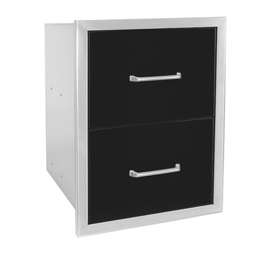 Wildfire 16x22 Inch Ranch Double Drawer | Black Finished Stainless Steel