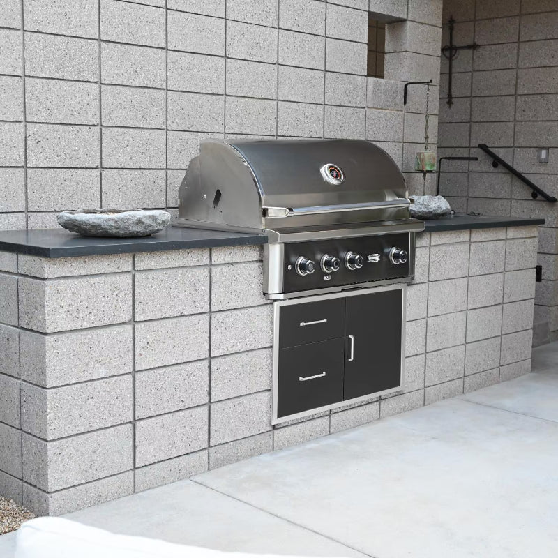 Wildfire Ranch Pro 36in Black 304 Stainless Steel Built In Gas Grill in Outdoor Kitchen