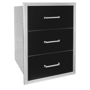 Wildfire Outdoor Living 19 X 26 Inch Ranch Triple Drawer | Black Finish Stainless Steel 