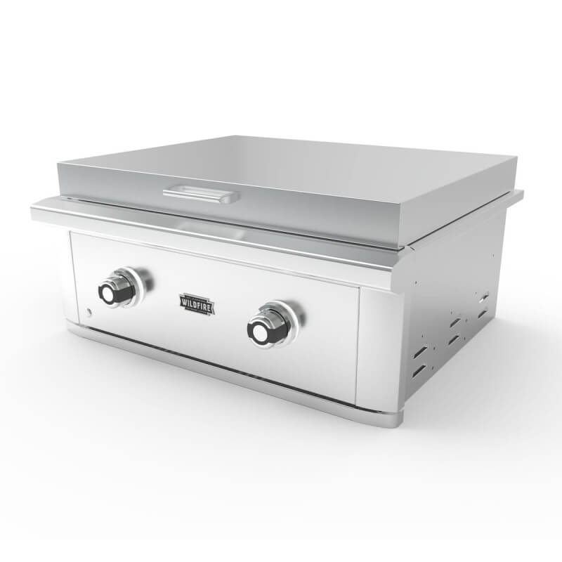 Wildfire Ranch Pro 30 Inch Stainless Steel Built-In Gas Griddle | Angled View