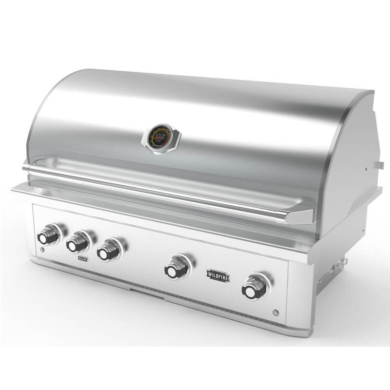 Wildfire Ranch Pro 42 Inch 304 Stainless Steel Built In Gas Grill | Angled View