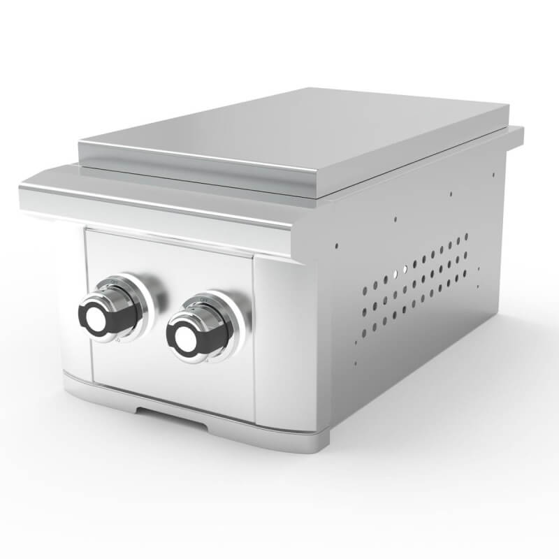 Wildfire Ranch Pro Stainless Steel Built-In Double Burner | Stainless Steel Lid