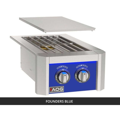 AOG Double Side Burner Founders Blue Panel with Removable Stainless Steel Cover