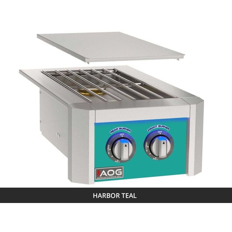 AOG Double Side Burner Harbor Teal Panel with Removable Stainless Steel Cover