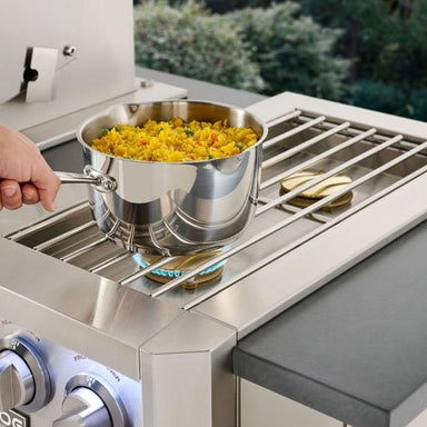 AOG Double Side Burner Outdoor Kitchen Lifestyle Cooking Side Dishes Pots Pans