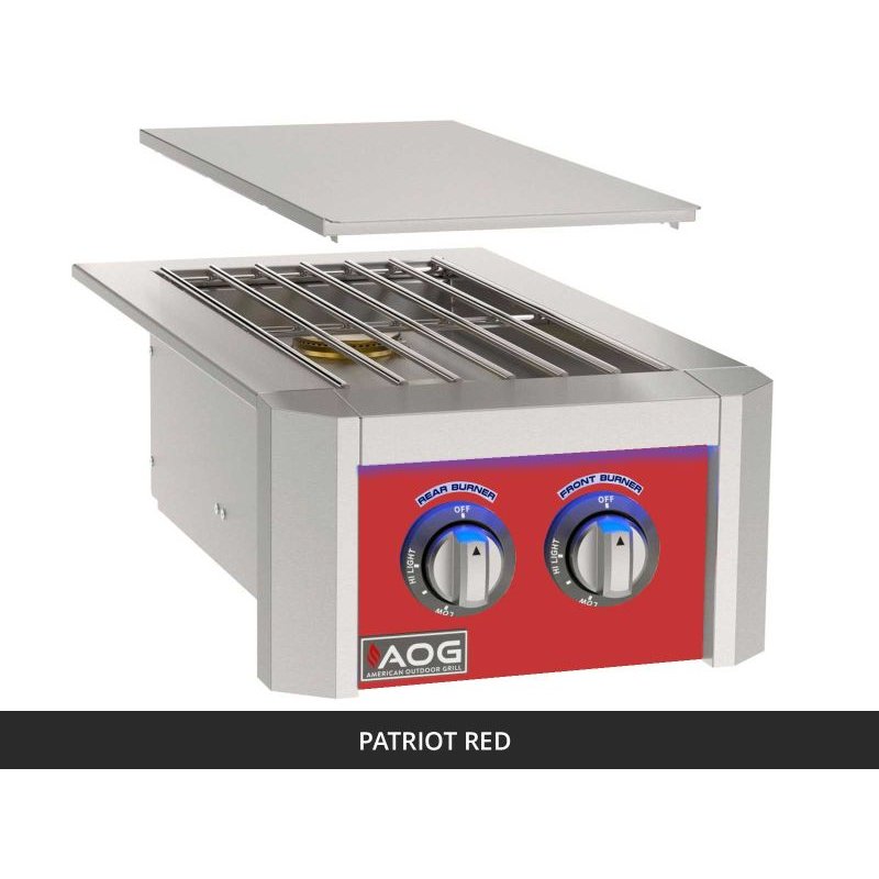 AOG Double Side Burner Patriot Red Panel with Removable Stainless Steel Cover