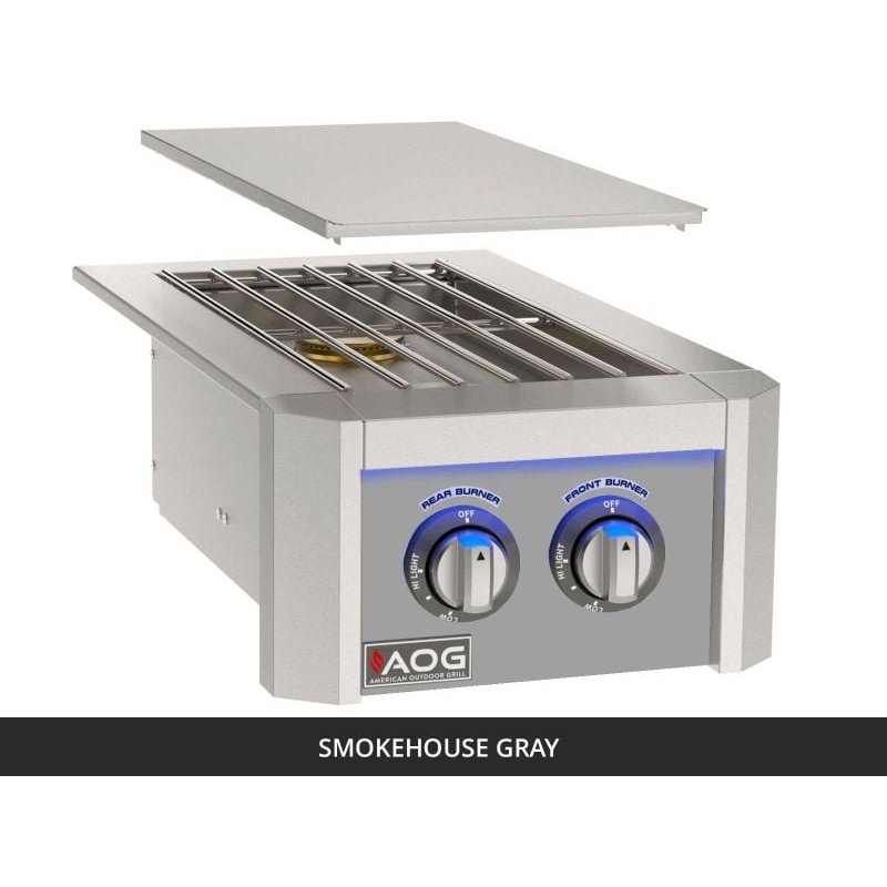 AOG Double Side Burner Smokehouse Gray Panel with Removable Stainless Steel Cover