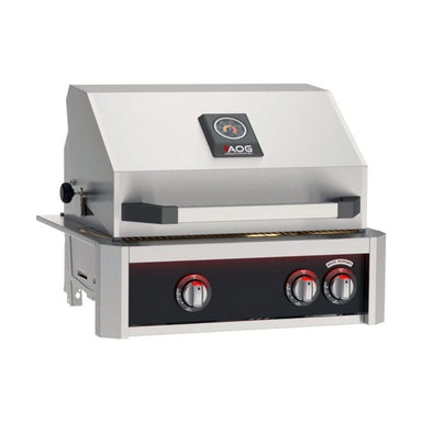 AOG L-Series 24-Inch Built-In Gas Grill Accent Black Panel Hood Closed 2026